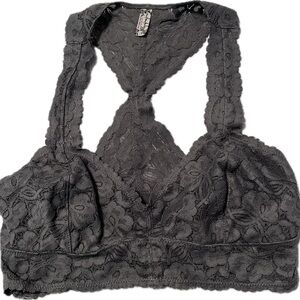 Free People Charcoal Lace Bralette Racerback Longline Size Small